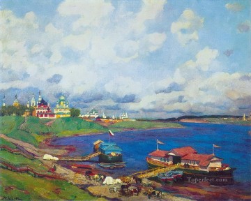 Mañana en uglich 1913 Konstantin Yuon paisaje de playa Pinturas al óleo